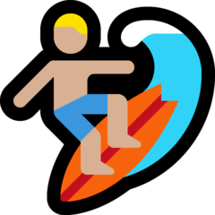 Como o emoji do Surfista: pele morena clara é exibido no Microsoft.