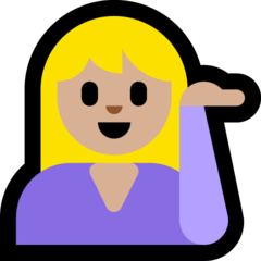 Wie Infoschalter-Mitarbeiter(in): mittelhelle Hautfarbe Emoji auf Microsoft aussieht.