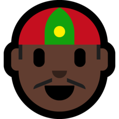 A quoi ressemblent les emoji Homme avec casquette chinoise: peau foncée sur Microsoft.