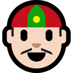 A quoi ressemblent les emoji Homme avec casquette chinoise: peau claire sur Microsoft.