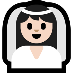 How Person with Veil: Light Skin Tone emoji looks on Microsoft.