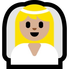 A quoi ressemblent les emoji Personne mariée avec voile: peau moyennement claire sur Microsoft.