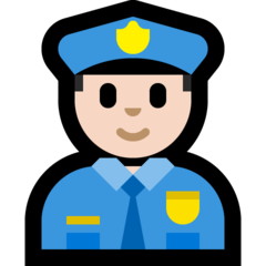 Wie Polizist(in): helle Hautfarbe Emoji auf Microsoft aussieht.