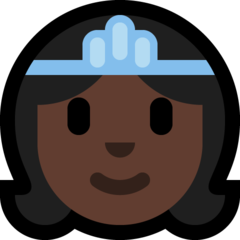 How Princess: Dark Skin Tone emoji looks on Microsoft.