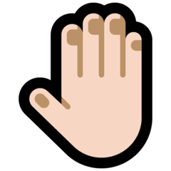 How Raised Back of Hand: Light Skin Tone emoji looks on Microsoft.