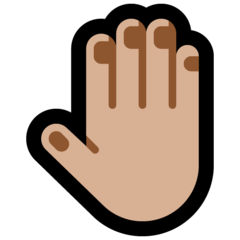 How Raised Back of Hand: Medium-Light Skin Tone emoji looks on Microsoft.