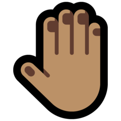 How Raised Back of Hand: Medium Skin Tone emoji looks on Microsoft.