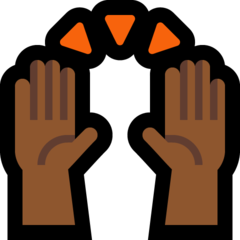 How Raising Hands: Medium-Dark Skin Tone emoji looks on Microsoft.