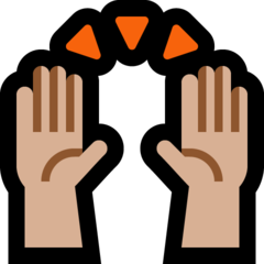 How Raising Hands: Medium-Light Skin Tone emoji looks on Microsoft.