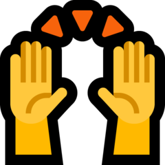 Wie Zwei erhobene Handflächen Emoji auf Microsoft aussieht.