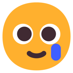 How Smiling Face with Tear emoji looks on Microsoft.