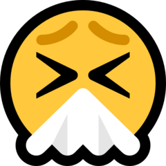 How Sneezing Face emoji looks on Microsoft.