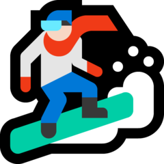 Hoe Snowboarder: lichte huidskleur emoji eruit ziet op Microsoft.