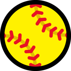 Hvordan Softball emoji ser ut på Microsoft.