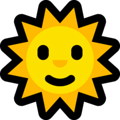 How Sun with Face emoji looks on Microsoft.