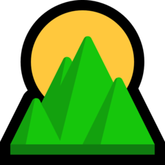 How Sunrise over Mountains emoji looks on Microsoft.