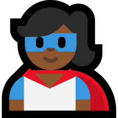 Bagaimana emoji Adiwira: ton kulit sederhana gelap kelihatan di Microsoft.