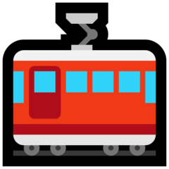 How Tram Car emoji looks on Microsoft.