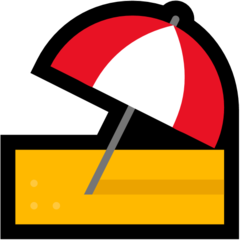 How Umbrella on Ground emoji looks on Microsoft.