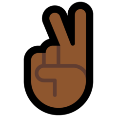 How Victory Hand: Medium-Dark Skin Tone emoji looks on Microsoft.