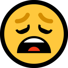 How Weary Face emoji looks on Microsoft.