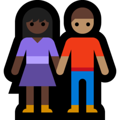 Man En Vrouw Hand In Hand Donkere Huidskleur Getinte Huidskleur Emoji