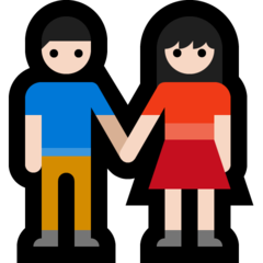 How Woman and Man Holding Hands: Light Skin Tone emoji looks on Microsoft.