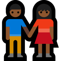 How Woman and Man Holding Hands: Medium-Dark Skin Tone emoji looks on Microsoft.