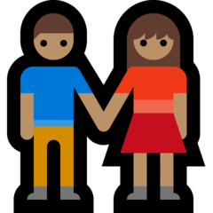 How Woman and Man Holding Hands: Medium Skin Tone emoji looks on Microsoft.