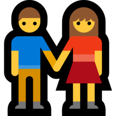 Come Uomo e donna che si tengono per mano emoji appare su Microsoft.