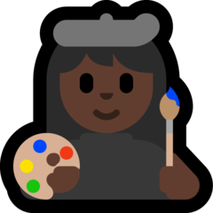 How Woman Artist: Dark Skin Tone emoji looks on Microsoft.