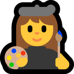 Como o emoji do Artista plástica é exibido no Microsoft.