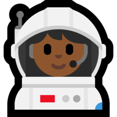 Wie Astronautin: mitteldunkle Hautfarbe Emoji auf Microsoft aussieht.