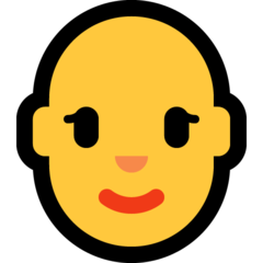 A quoi ressemblent les emoji Femme: chauve sur Microsoft.