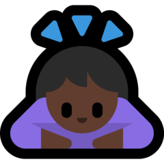 How Woman Bowing: Dark Skin Tone emoji looks on Microsoft.