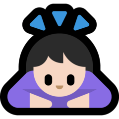 A quoi ressemblent les emoji Femme qui s’incline: peau claire sur Microsoft.