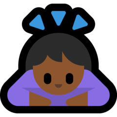 A quoi ressemblent les emoji Femme qui s’incline: peau mate sur Microsoft.