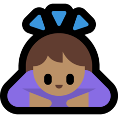 How Woman Bowing: Medium Skin Tone emoji looks on Microsoft.