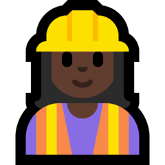 How Woman Construction Worker: Dark Skin Tone emoji looks on Microsoft.