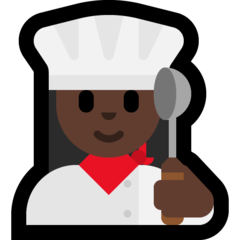 How Woman Cook: Dark Skin Tone emoji looks on Microsoft.