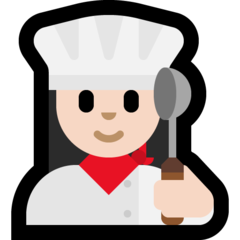 How Woman Cook: Light Skin Tone emoji looks on Microsoft.