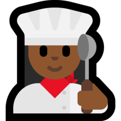 Como o emoji do Cozinheira: pele morena escura é exibido no Microsoft.