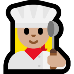 A quoi ressemblent les emoji Cuisinière: peau moyennement claire sur Microsoft.