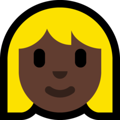 How Woman: Dark Skin Tone, Blond Hair emoji looks on Microsoft.