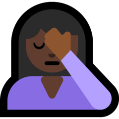 How Woman Facepalming: Dark Skin Tone emoji looks on Microsoft.