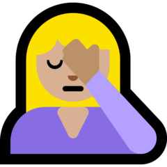 How Woman Facepalming: Medium-Light Skin Tone emoji looks on Microsoft.