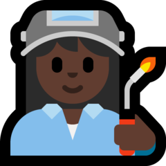 How Woman Factory Worker: Dark Skin Tone emoji looks on Microsoft.