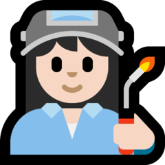 How Woman Factory Worker: Light Skin Tone emoji looks on Microsoft.