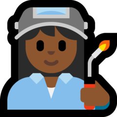 How Woman Factory Worker: Medium-Dark Skin Tone emoji looks on Microsoft.