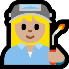 How Woman Factory Worker: Medium-Light Skin Tone emoji looks on Microsoft.